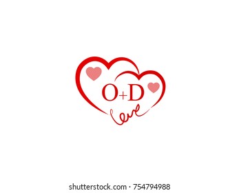 OD Initial wedding invitation, love logo template vector