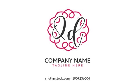 OD Initials, handwriting logo vector