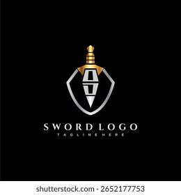 OD carta monograma de luxo para escudo e espada estilo imagem