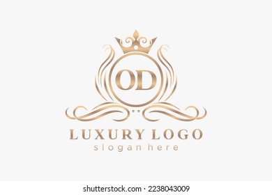 OD Letter Royal Luxury Logo template in vector art for Restaurant, Royalty, Boutique, Cafe, Hotel, Heraldic, Jewelry, Fashion and other vector illustration.