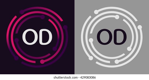 OD letters business logo icon design template elements in abstract background logo, design identity in circle, alphabet letter