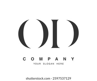 OD logo design. Initial letter o and d serif font style. Creative classic company name typography. Trendy logotype or identity. Vector illustration.