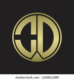 OD Logo monogram circle with piece ribbon style on gold colors