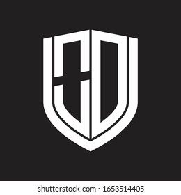 OD Logo monogram with emblem shield design isolated on black background