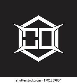 Monograma de logotipo OD con modelo hexagonal y de cuatro ejes