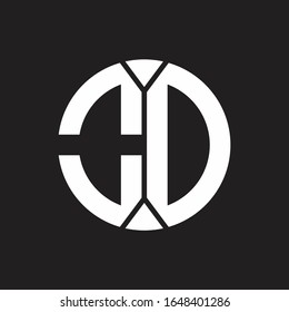 Monograma de logotipo OD con estilo de cinta circular