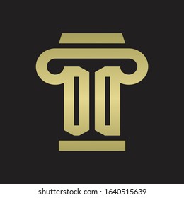 OD Logo monogram with pillar style design template with gold colors