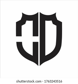 OD Logo Shield style Monogram design template on white background