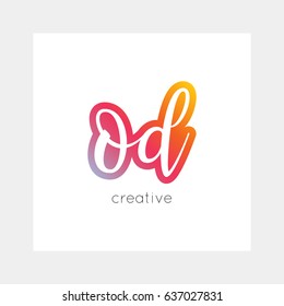 OD logo, vector. Useful as branding, app icon, alphabet combination, clip-art.