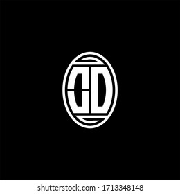 OD monogram logo isolated on oval rotate shape design template