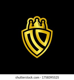 Logo de monograma OD con plantilla de diseño de estilo de escudo y corona aislado en fondo negro