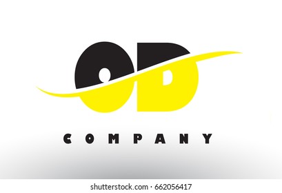 OD O D  Black and Yellow Letter Logo with White Swoosh and Curved Lines.
