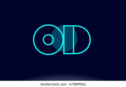 od o d blue line circle letter logo alphabet creative company vector icon design template