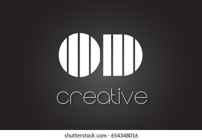OD O D Creative Letter Logo Design With White and Black Lines.