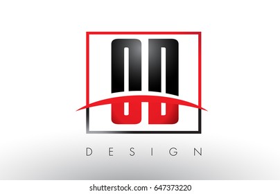 OD O D Logo Letters with Red and Black Colors and Swoosh. Creative Letter Design Vector.