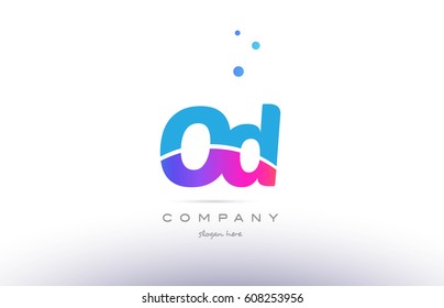 od o d  pink purple blue white uppercase lowercase modern creative alphabet gradient company letter logo design vector icon template