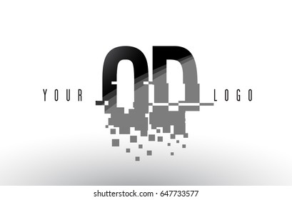 OD O D Pixel Letter Logo with Digital Shattered Black Squares. Creative Letters Vector Illustration.