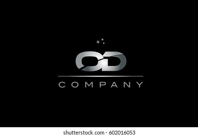 od o d  silver grey metal metallic alphabet technology company letter logo design vector icon template black background