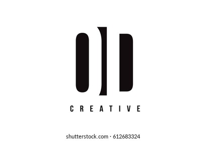 OD O D White Letter Logo Design with Black Square Vector Illustration Template.