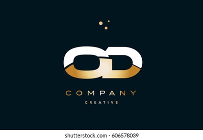 od o d  white yellow gold golden metal metallic luxury alphabet company letter logo design vector icon template