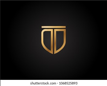 OD shield shape Letter Design in gold color