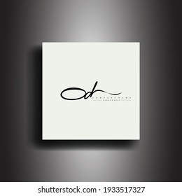 OD Signature style monogram.Calligraphic lettering icon and handwriting vector art.