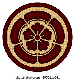 Oda Samurai Crest Vector Illustration. Samurai Emblem 3D Graphic Template. Japanese Family Crest - Mon
