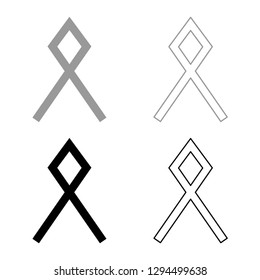 Odal Othil rune Othala symbol estate heritage sign icon set grey black color vector illustration outline flat style simple image