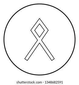 Odal Othil rune Othala symbol estate heritage sign icon outline black color vector in circle round illustration flat style simple image