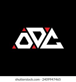 ODC triangle letter logo design with triangle shape. ODC triangle logo design monogram. ODC triangle vector logo template with red color. ODC triangular logo Simple, Elegant, and Luxurious design.