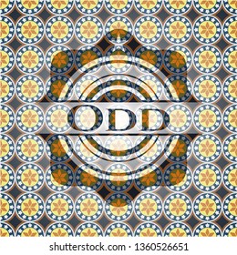 Odd arabic badge background. Arabesque decoration.