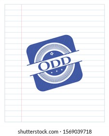 Odd drawn with pen. Blue ink. Vector Illustration. Detailed.
