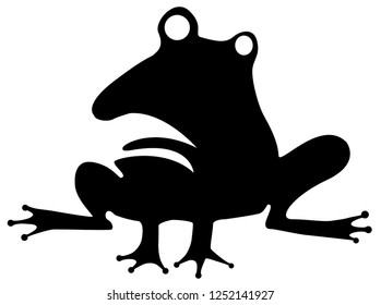 Odd frog humorous stencil black, vector illustration, horizontal, isolated