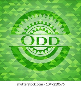Odd green emblem with mosaic background