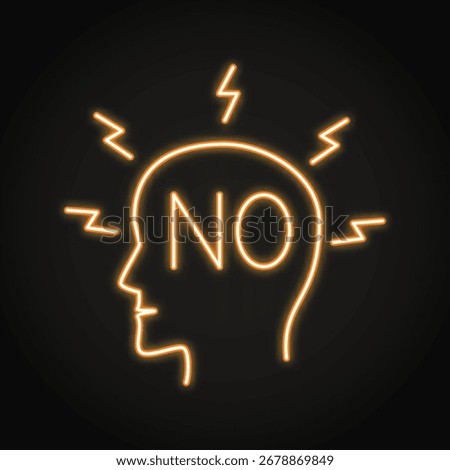 ODD neon line icon. Oppositional defiant disorder. Head with negative No symbol. Vector illustration