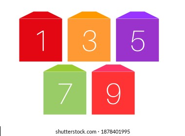 Odd number colourful blocks vector illustration on a white background