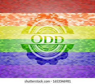 Impar en el fondo de mosaico con los colores de la bandera LGBT