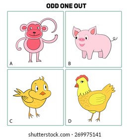 Odd one out child game vector illustration 3