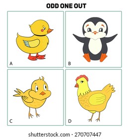 Odd one out child game vector illustration 4