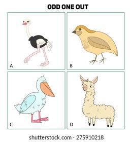 Odd one out child game vector illustration