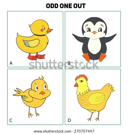 Odd one out child game vector illustration 4