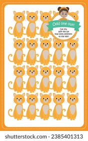 odd one out game for kids spot the cat that looks different to the rest printable template for kindergarten preschool