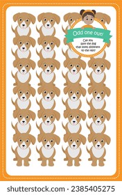 odd one out game for kids spot the dog that looks different to the rest printable template for kindergarten preschool