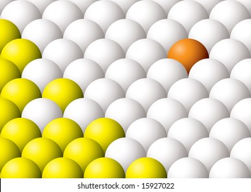 Odd one out illustrated colored ball abstract background