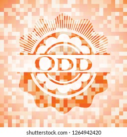 Odd orange mosaic emblem with background