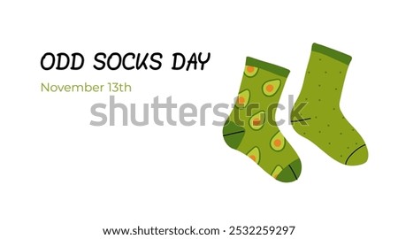 Odd Socks Day. Vector illustration with feet in different colorful socks