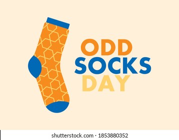 Odd Socks Day vector. One orange-blue sock vector. Colorful sock icon vector. Important day