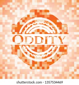 Oddity abstract orange mosaic emblem with background