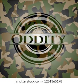 Oddity written on a camouflage texture