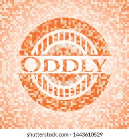 Oddly abstract orange mosaic emblem with background